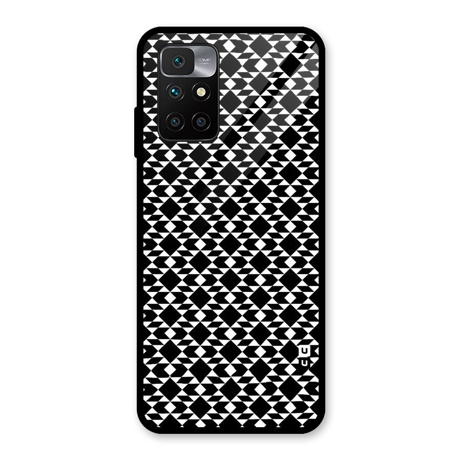 Black White Diamond Abstract Glass Back Case for Redmi 10 Prime