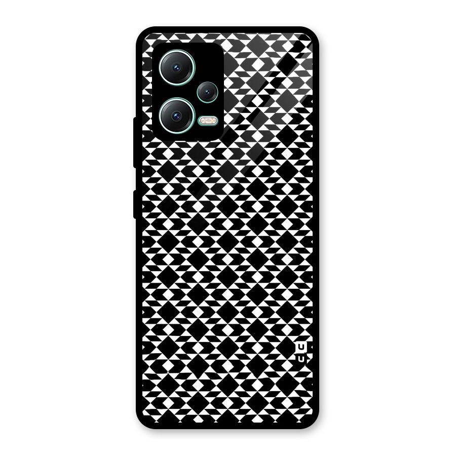 Black White Diamond Abstract Glass Back Case for Redmi Note 12 5G