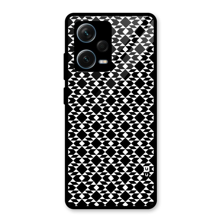 Black White Diamond Abstract Glass Back Case for Redmi Note 12 Pro Plus 5G