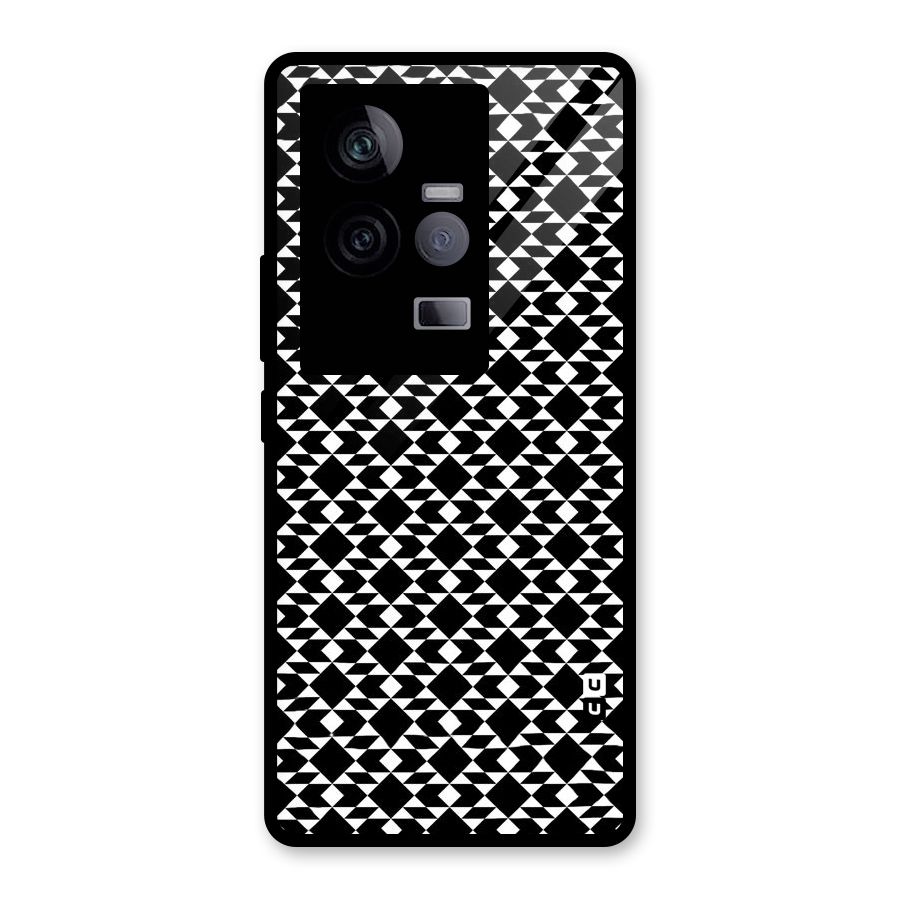Black White Diamond Abstract Glass Back Case for Vivo iQOO 11 5G