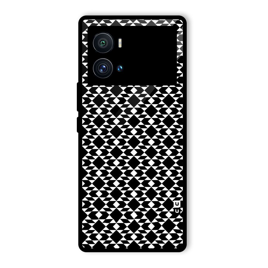 Black White Diamond Abstract Glass Back Case for Vivo iQOO 9 Pro