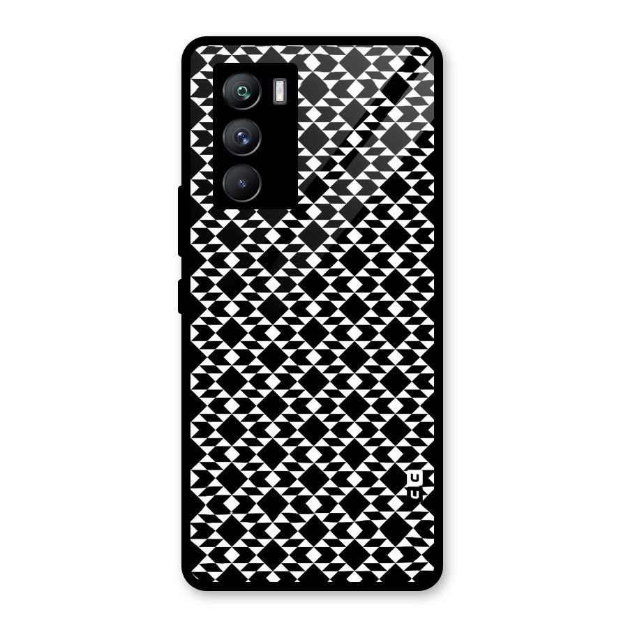 Black White Diamond Abstract Glass Back Case for Vivo iQOO 9 SE