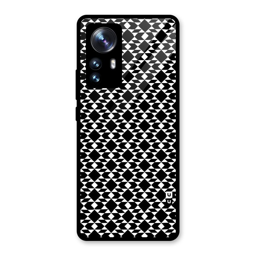 Black White Diamond Abstract Glass Back Case for Xiaomi 12 Pro