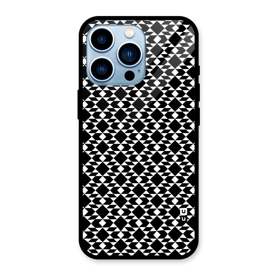 Black White Diamond Abstract Glass Back Case for iPhone 13 Pro