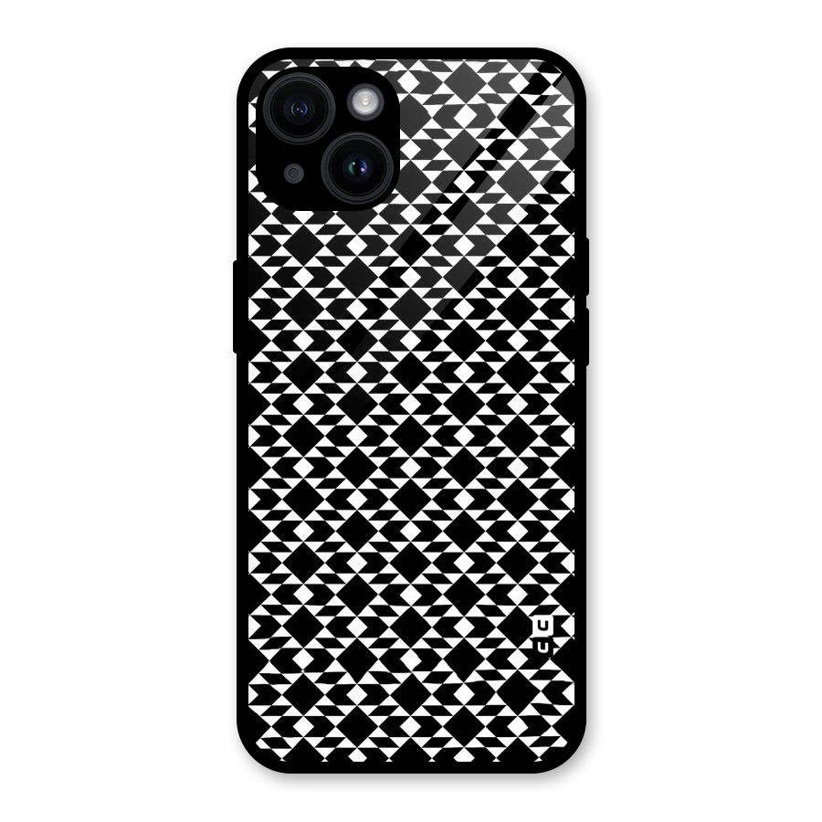Black White Diamond Abstract Glass Back Case for iPhone 14