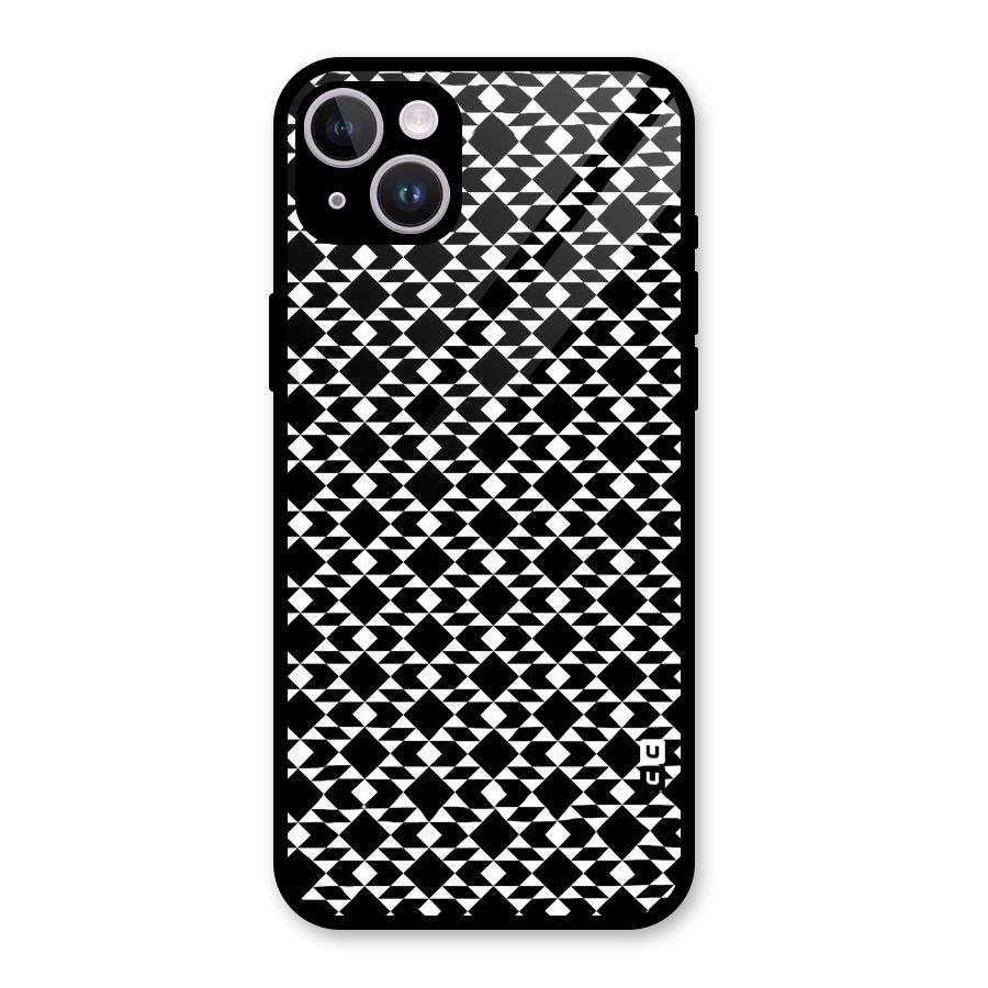 Black White Diamond Abstract Glass Back Case for iPhone 14 Plus