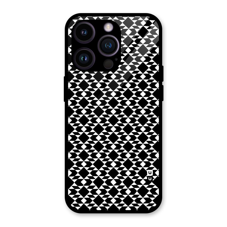 Black White Diamond Abstract Glass Back Case for iPhone 14 Pro