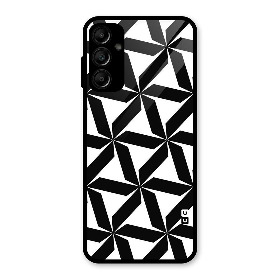 Black White Fan Design Glass Back Case for Galaxy A14 5G