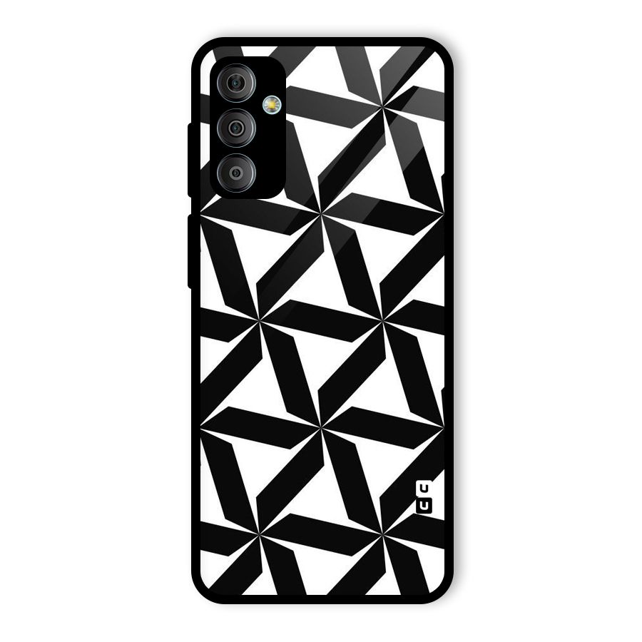Black White Fan Design Glass Back Case for Galaxy F23