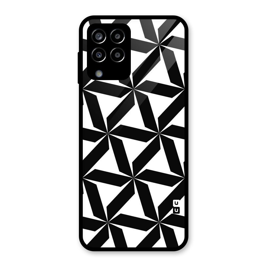 Black White Fan Design Glass Back Case for Galaxy M33