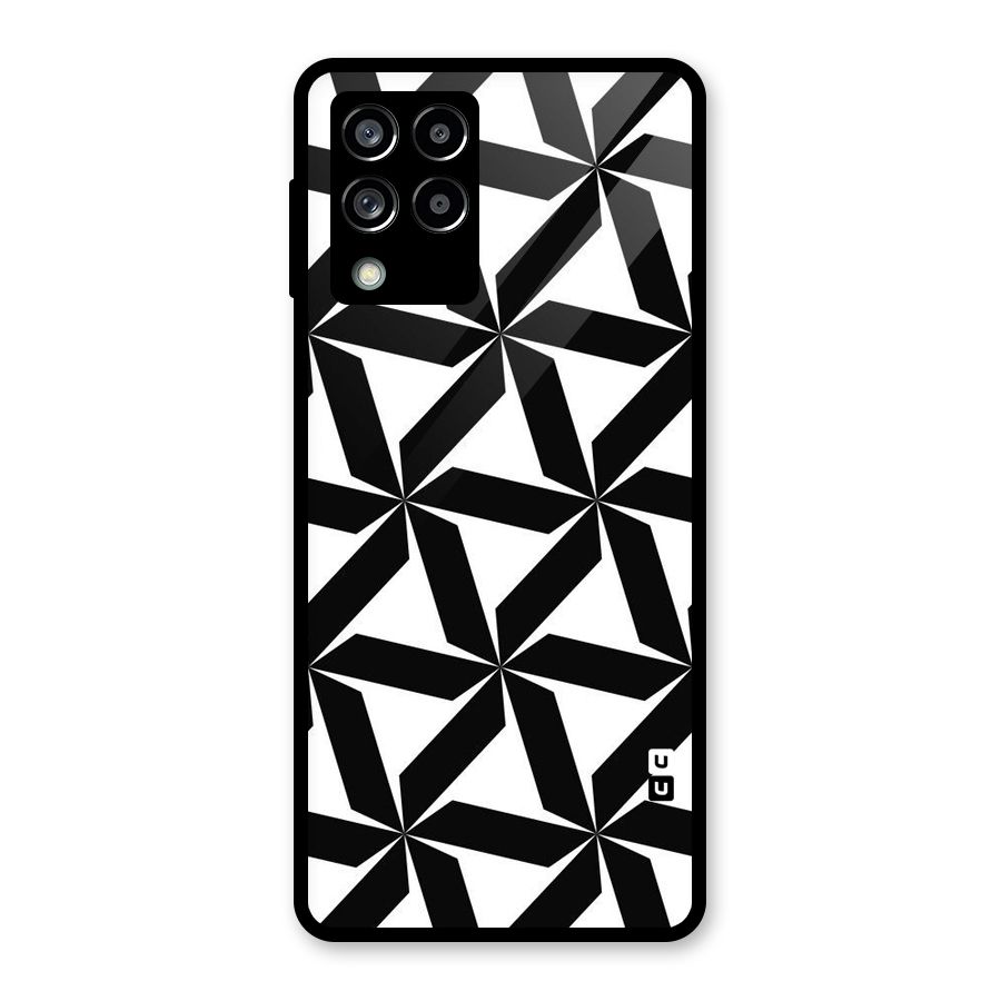 Black White Fan Design Glass Back Case for Galaxy M53 5G