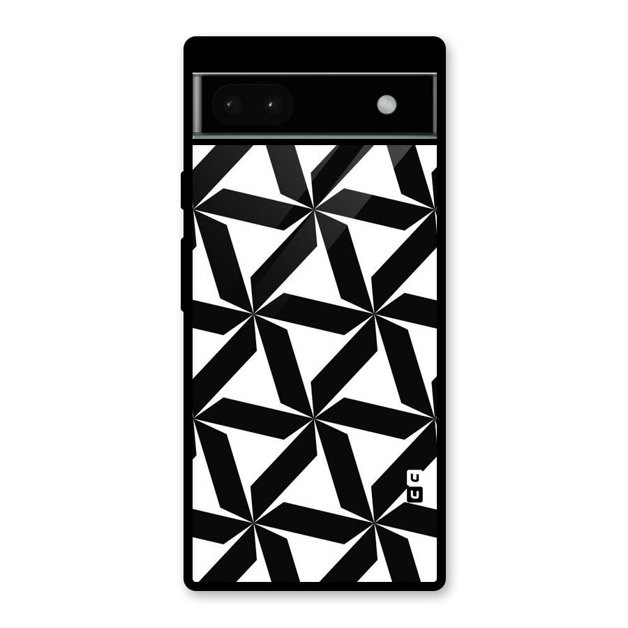 Black White Fan Design Glass Back Case for Google Pixel 6a