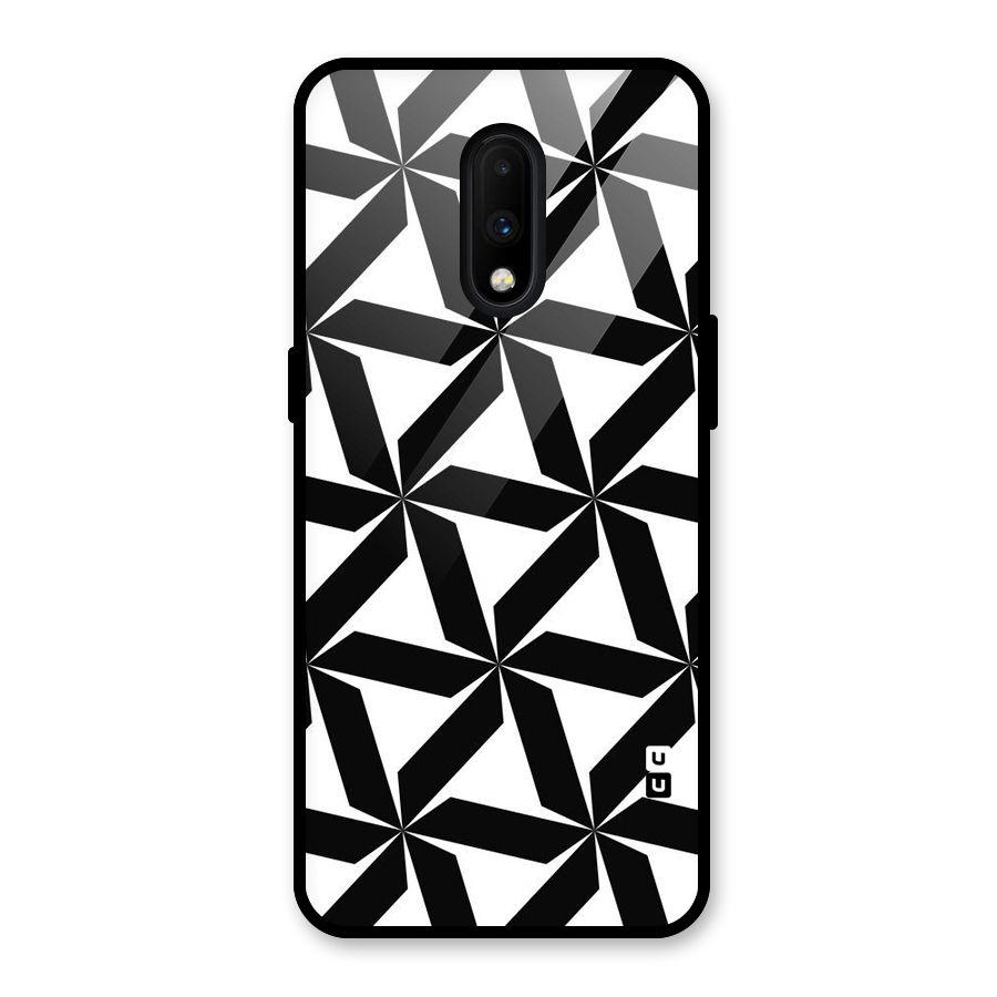 Black White Fan Design Glass Back Case for OnePlus 7