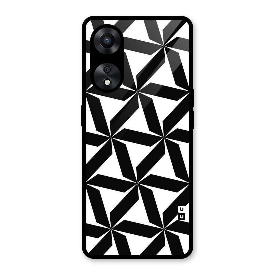 Black White Fan Design Glass Back Case for Oppo A78