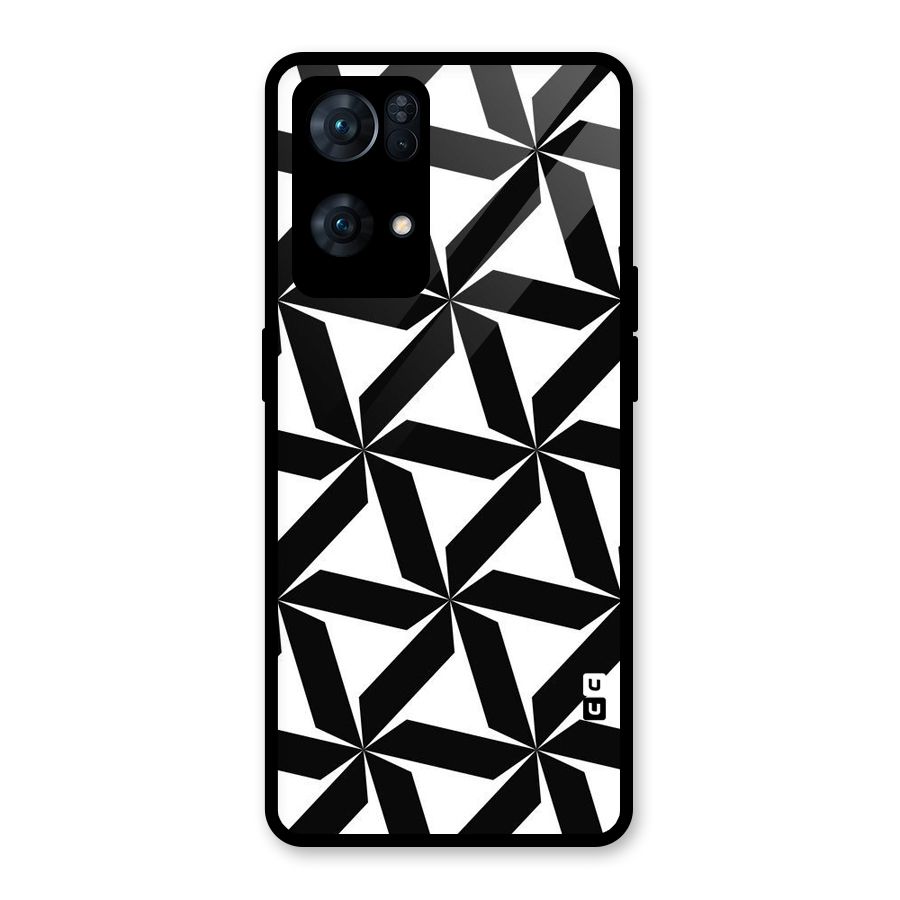 Black White Fan Design Glass Back Case for Oppo Reno7 Pro 5G