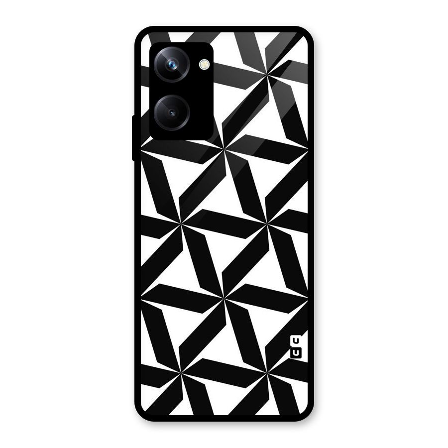 Black White Fan Design Glass Back Case for Realme 10 Pro