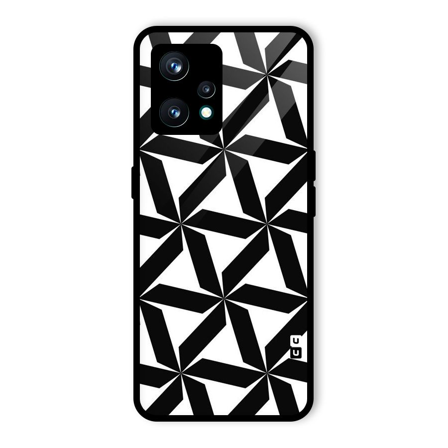 Black White Fan Design Glass Back Case for Realme 9 Pro Plus 5G