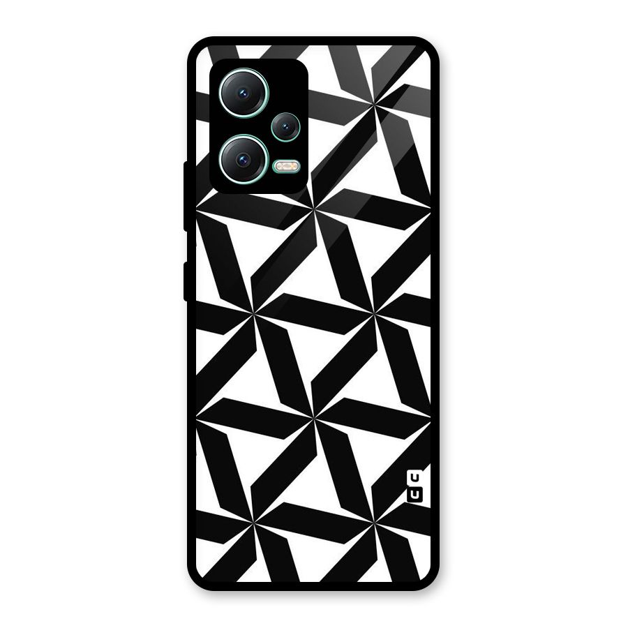 Black White Fan Design Glass Back Case for Redmi Note 12 5G