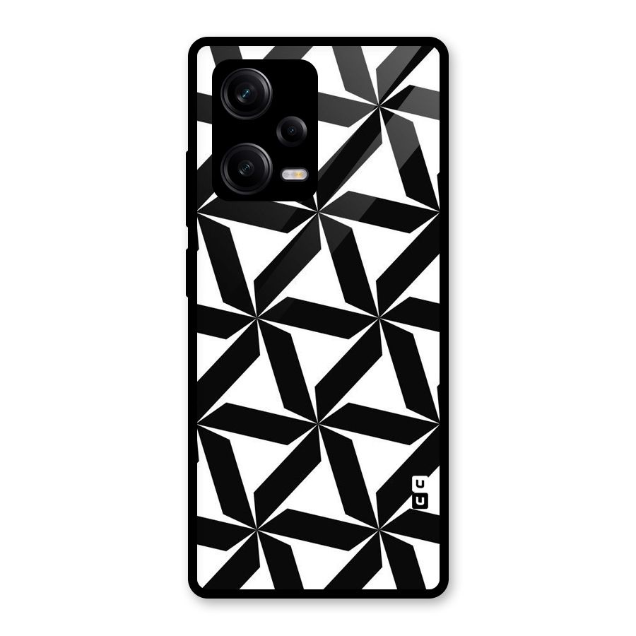 Black White Fan Design Glass Back Case for Redmi Note 12 Pro