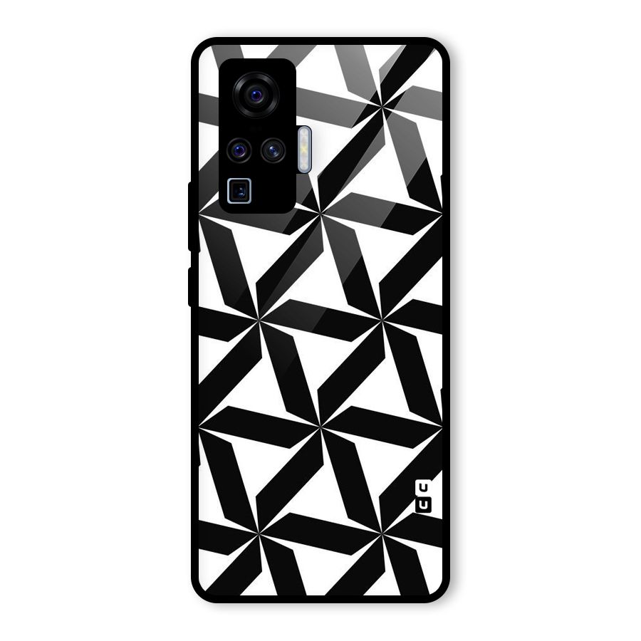 Black White Fan Design Glass Back Case for Vivo X50 Pro