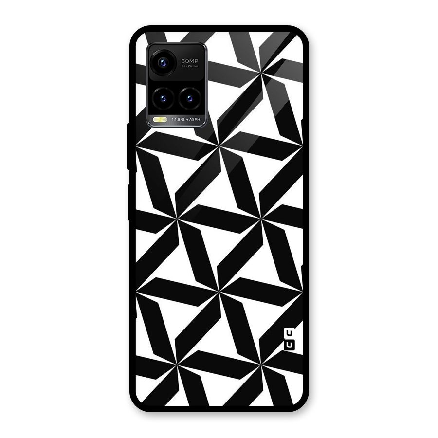 Black White Fan Design Glass Back Case for Vivo Y21T