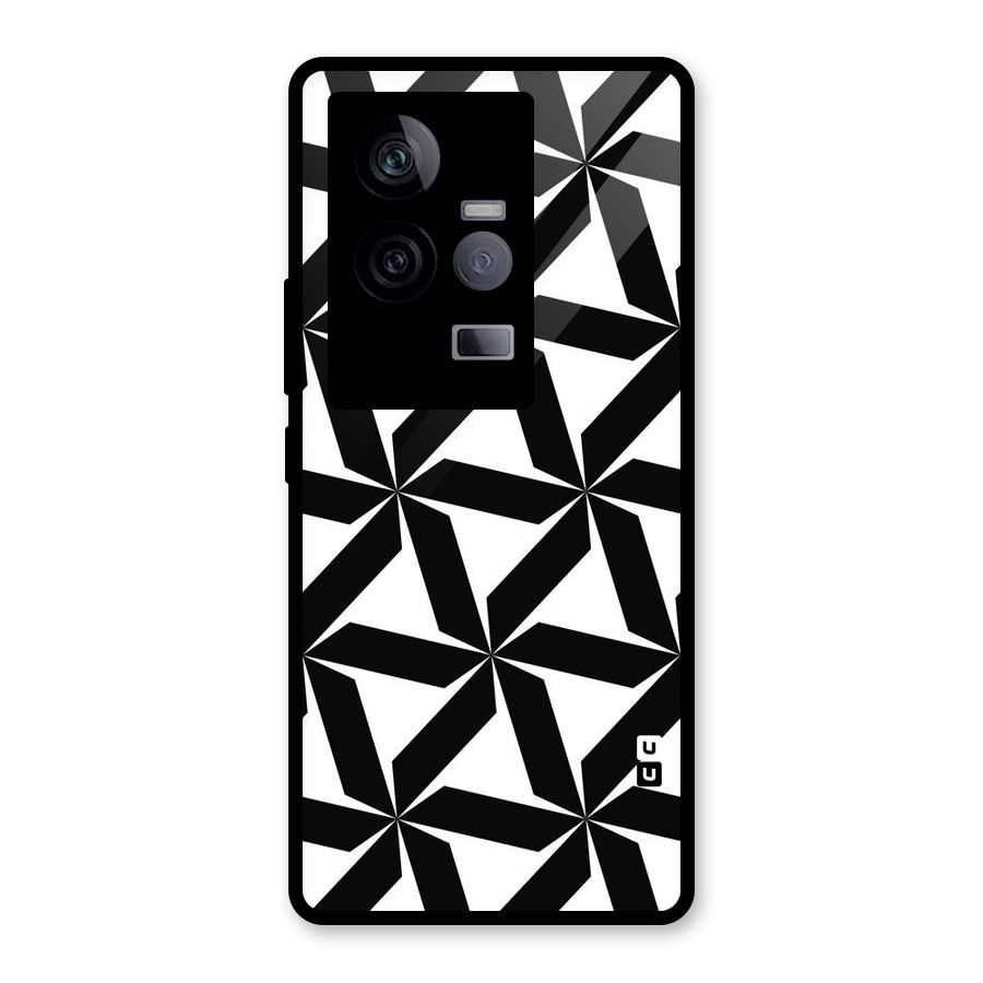 Black White Fan Design Glass Back Case for Vivo iQOO 11 5G