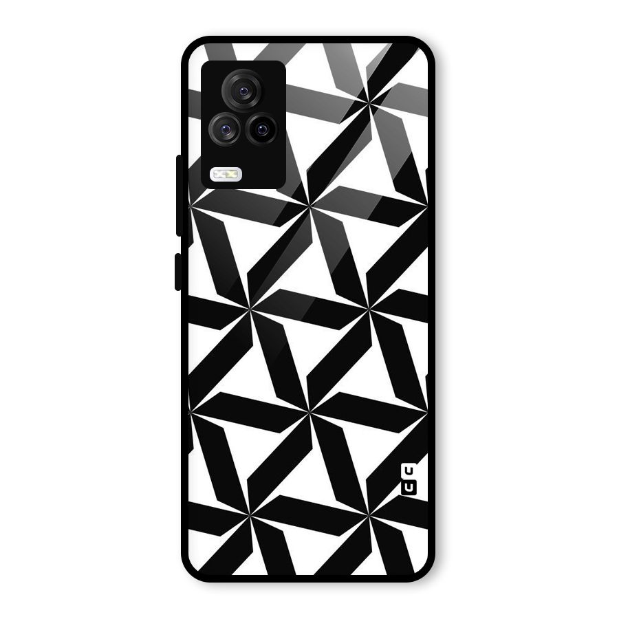 Black White Fan Design Glass Back Case for Vivo iQOO 7 Legend 5G