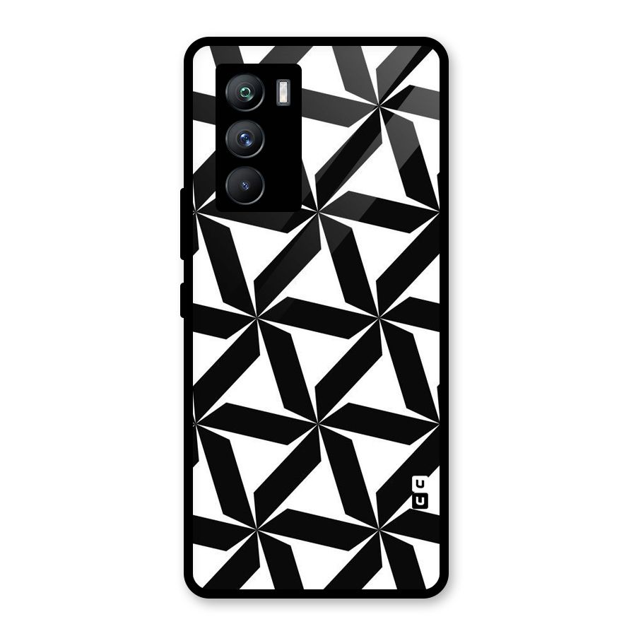 Black White Fan Design Glass Back Case for Vivo iQOO 9 SE
