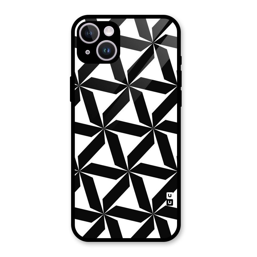 Black White Fan Design Glass Back Case for iPhone 14 Plus