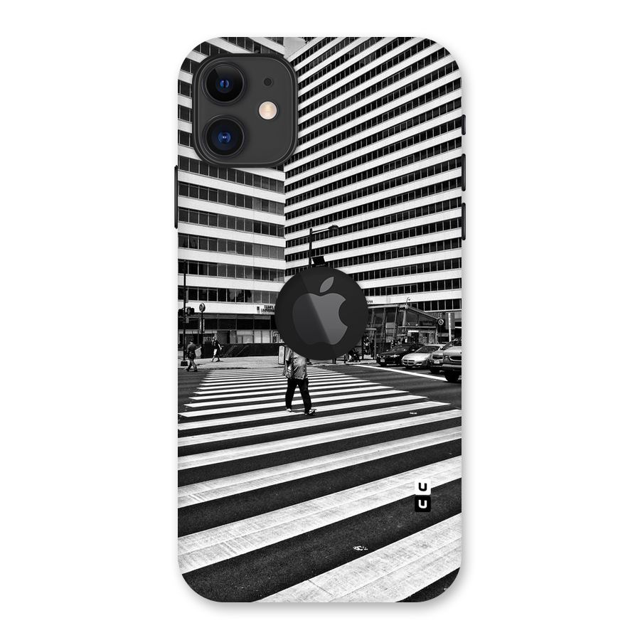 Black White Perspective Back Case for iPhone 11 Logo Cut