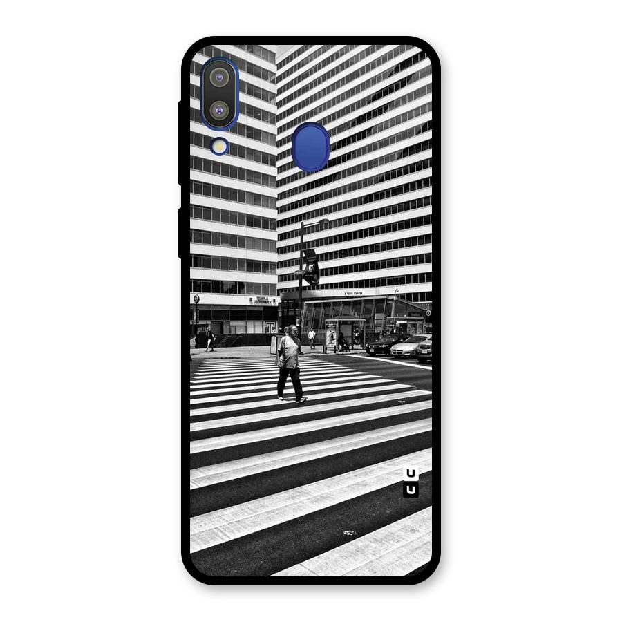 Black White Perspective Glass Back Case for Galaxy M20