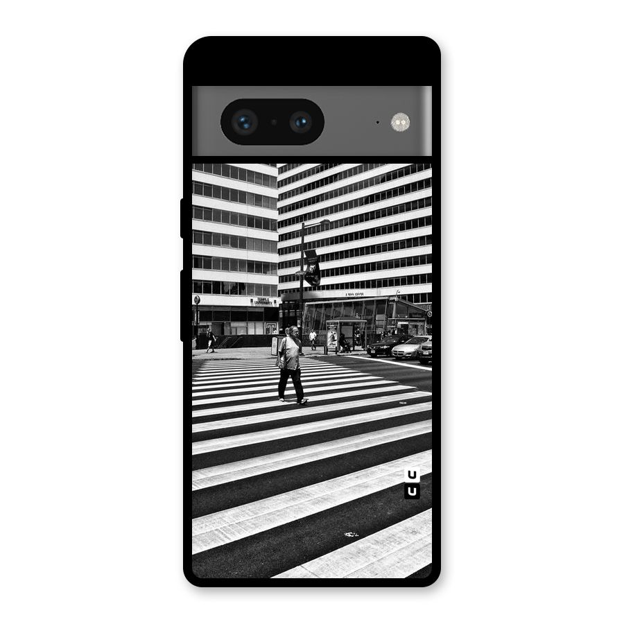 Black White Perspective Glass Back Case for Google Pixel 7