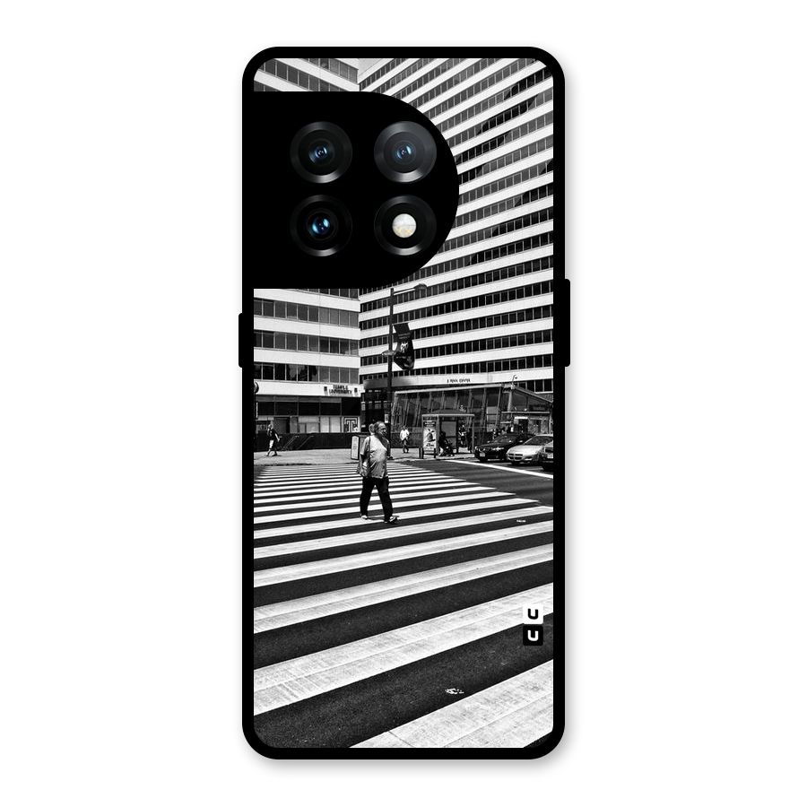 Black White Perspective Glass Back Case for OnePlus 11