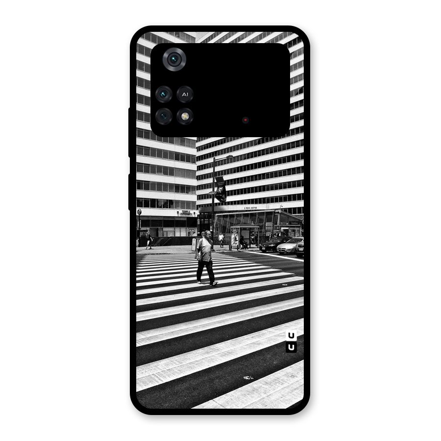 Black White Perspective Glass Back Case for Poco M4 Pro 4G