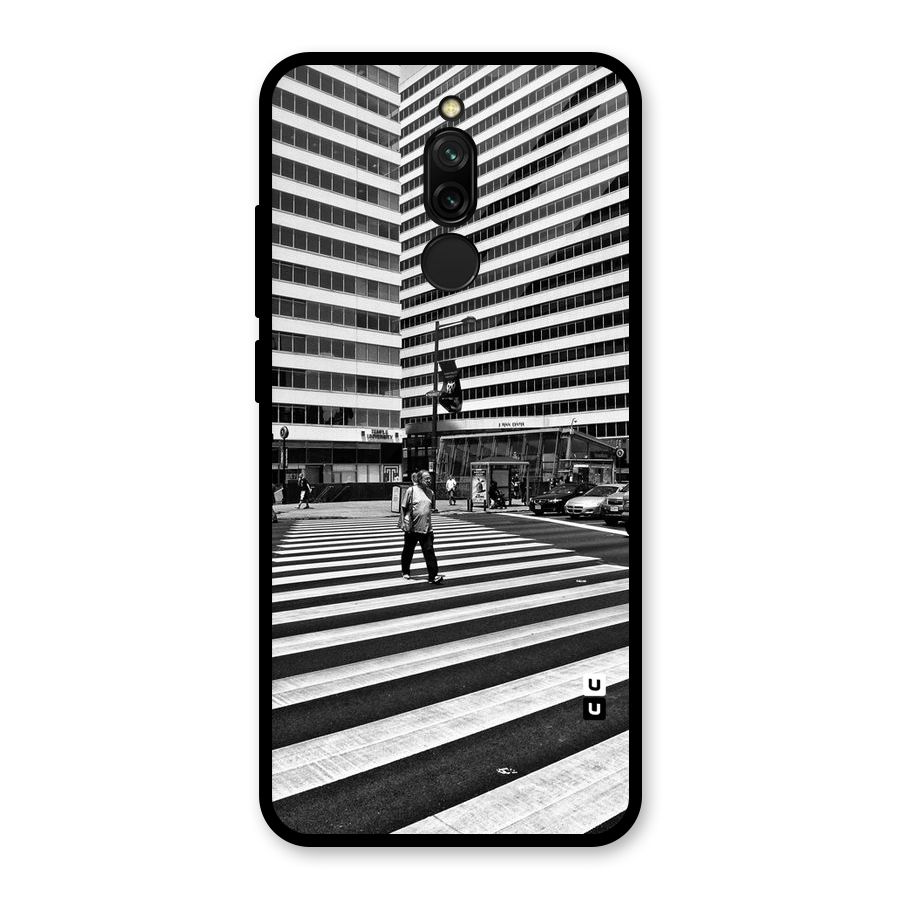 Black White Perspective Glass Back Case for Redmi 8