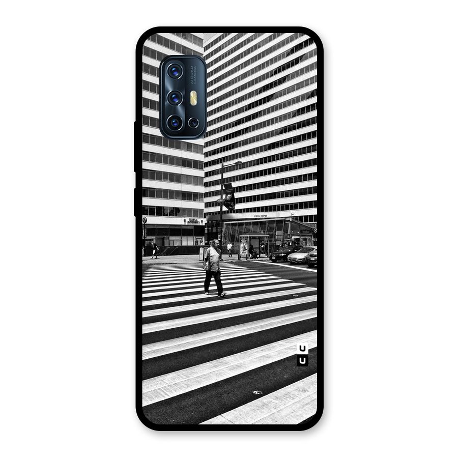 Black White Perspective Glass Back Case for Vivo V17