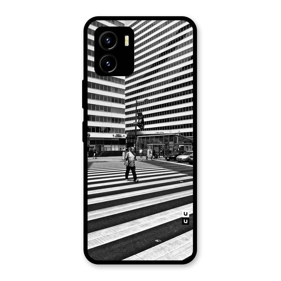 Black White Perspective Glass Back Case for Vivo Y15s