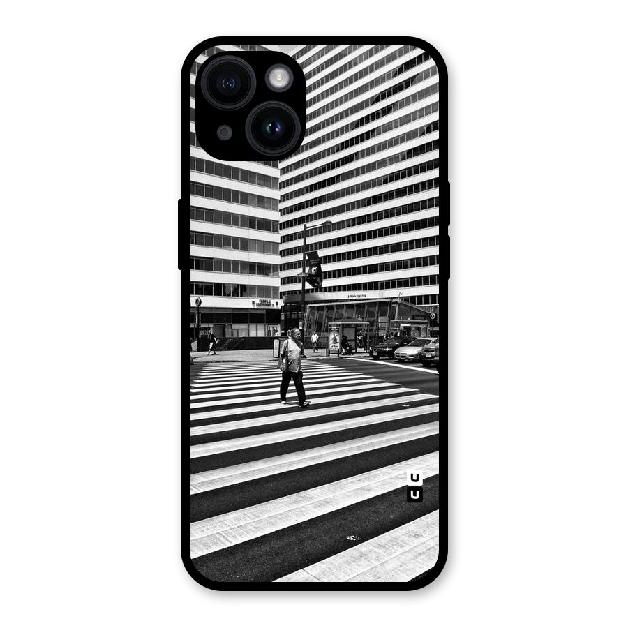 Black White Perspective Glass Back Case for iPhone 14