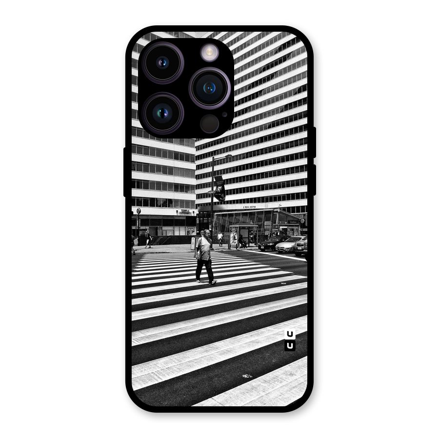 Black White Perspective Glass Back Case for iPhone 14 Pro