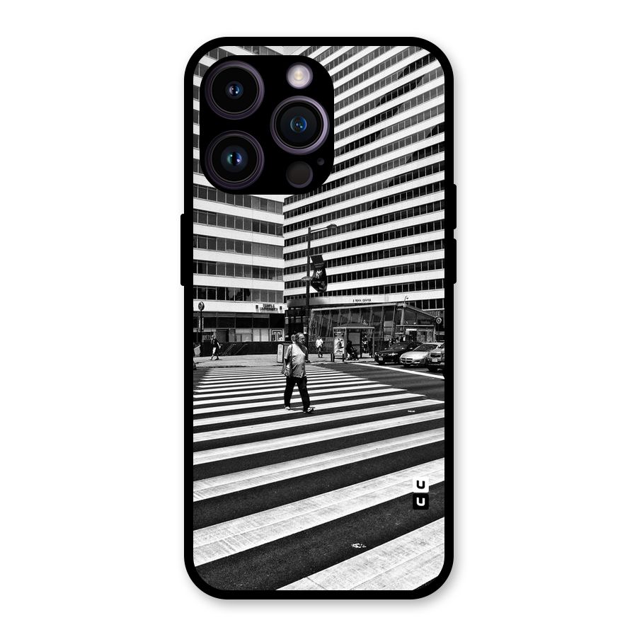 Black White Perspective Glass Back Case for iPhone 14 Pro Max