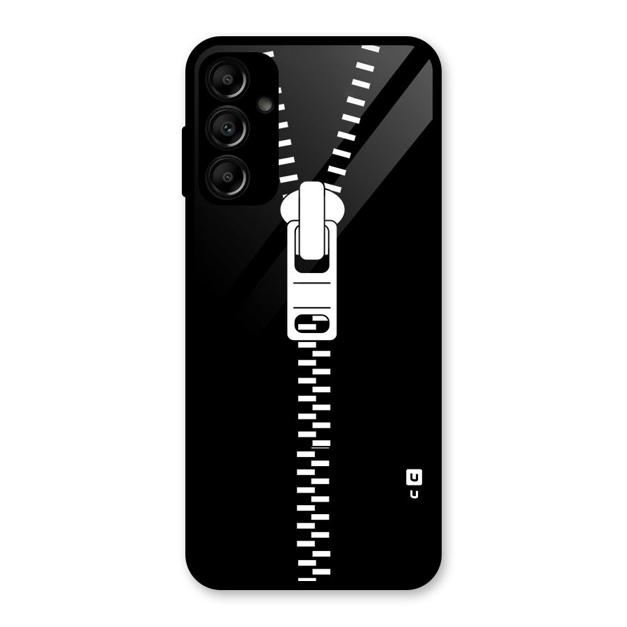 Black Zipper Glass Back Case for Galaxy A14 5G