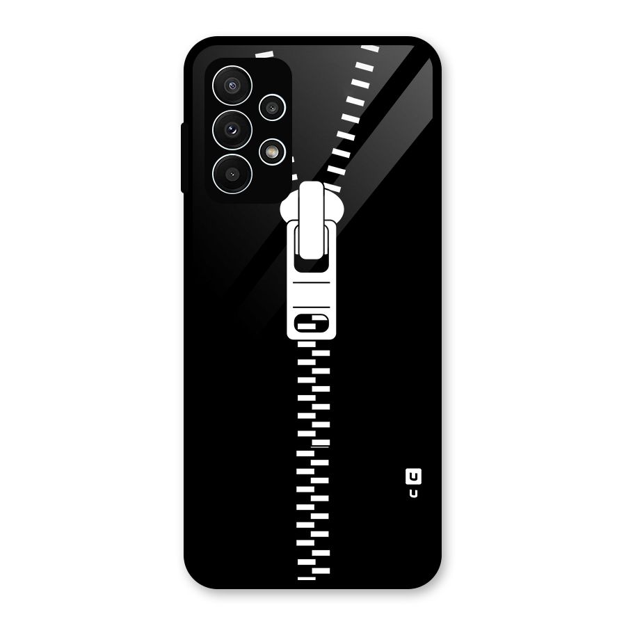 Black Zipper Glass Back Case for Galaxy A23