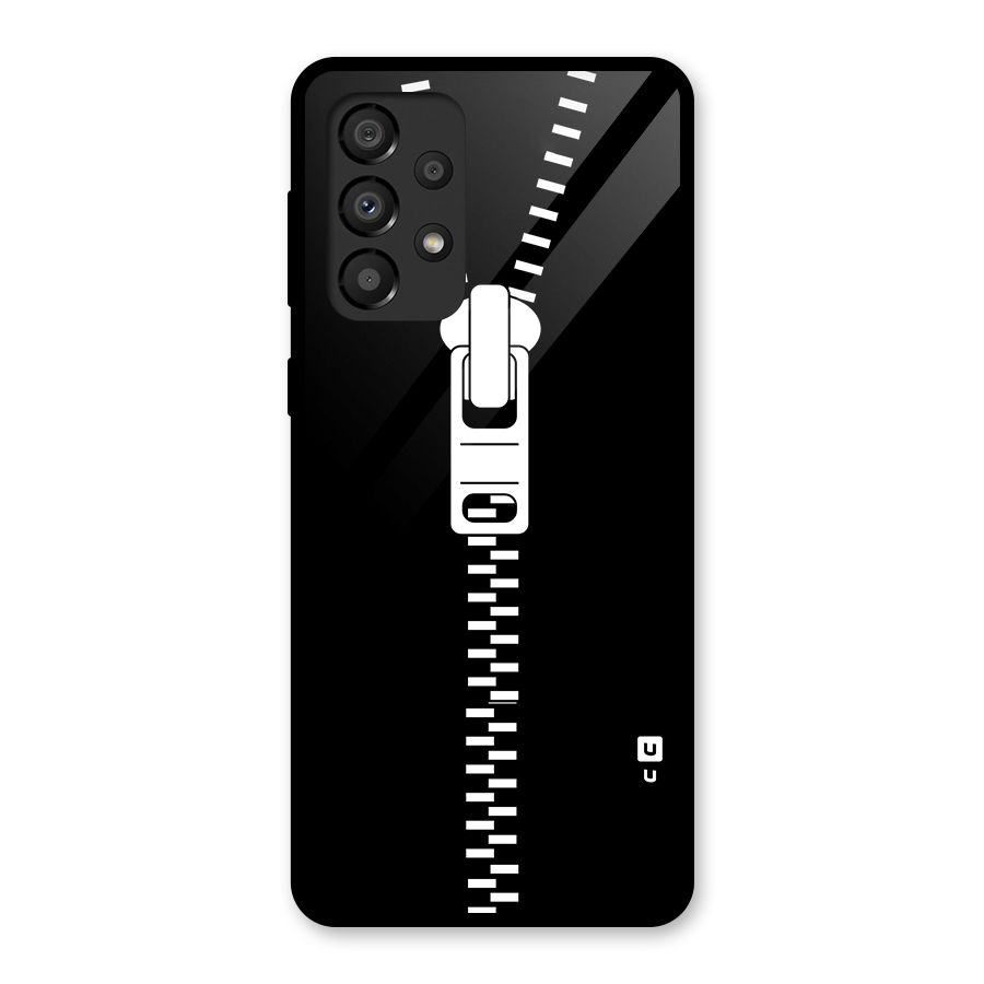 Black Zipper Glass Back Case for Galaxy A33 5G