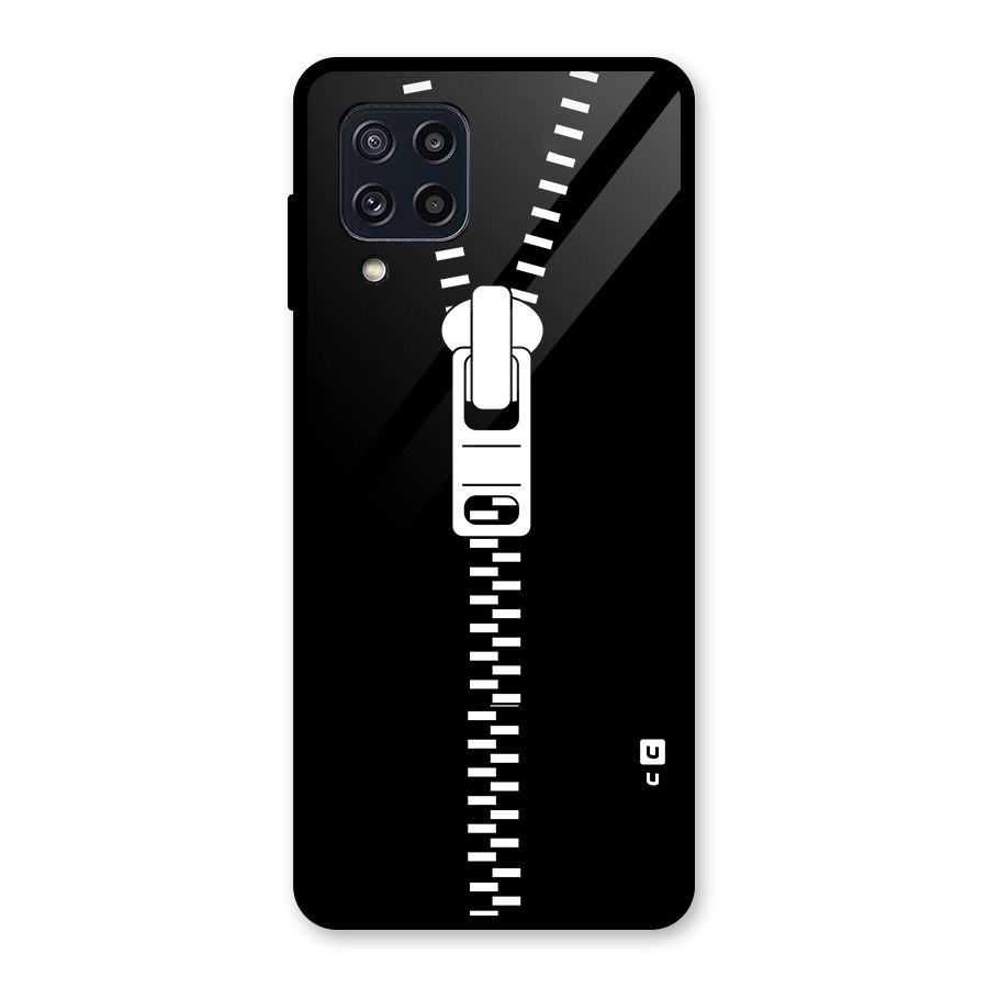 Black Zipper Glass Back Case for Galaxy M32