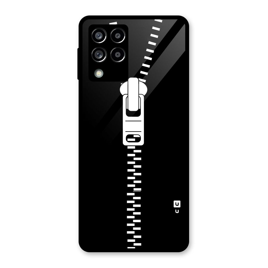 Black Zipper Glass Back Case for Galaxy M53 5G
