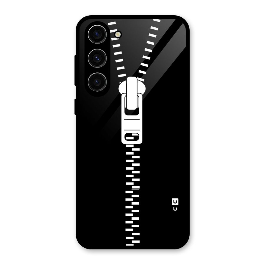 Black Zipper Glass Back Case for Galaxy S23 Plus