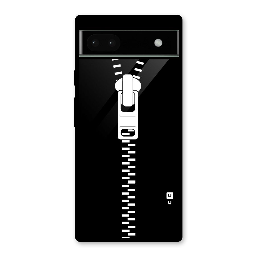 Black Zipper Glass Back Case for Google Pixel 6a