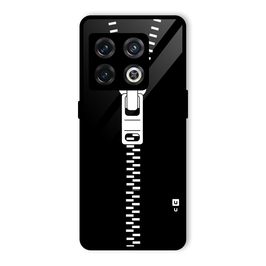 Black Zipper Glass Back Case for OnePlus 10 Pro 5G