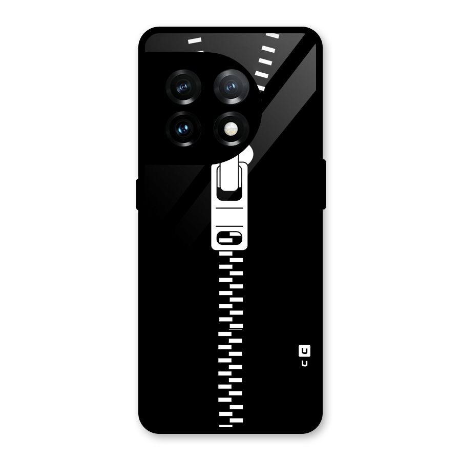 Black Zipper Glass Back Case for OnePlus 11