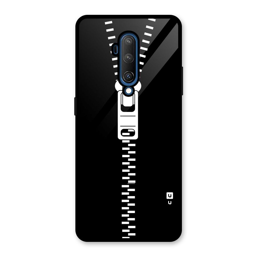 Black Zipper Glass Back Case for OnePlus 7T Pro